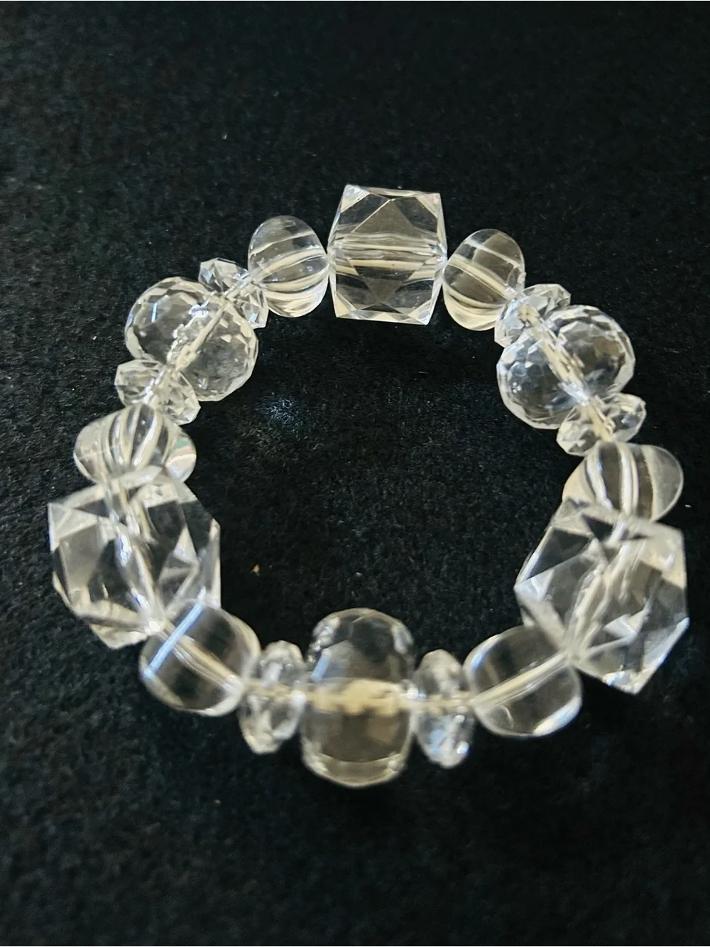 Crystal Clear Beaded Stretch Bracelet - Transparent